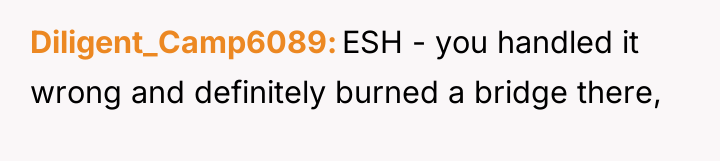 Diligent_Camp6089 ESH - you handled it wrong and definitely burned...