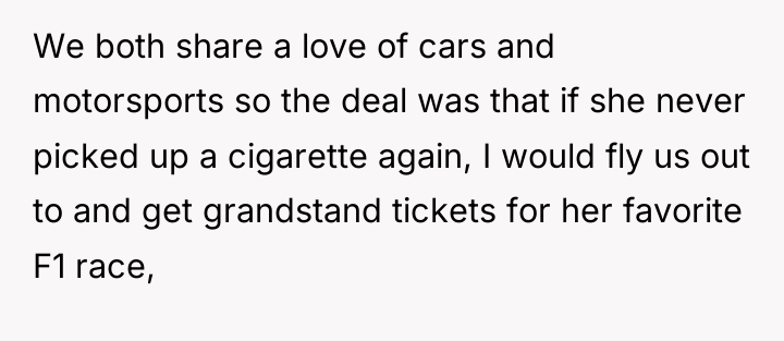 We both share a love of cars and motorsports so...