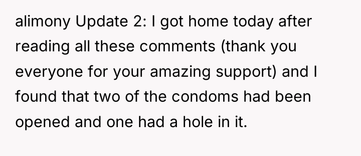 alimony Update 2: I got home today after reading all...