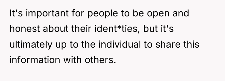It's important for people to be open and honest about...