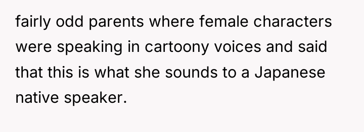fairly odd parents where female characters were speaking in cartoony...
