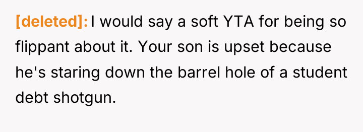 [deleted] I would say a soft YTA for being so...