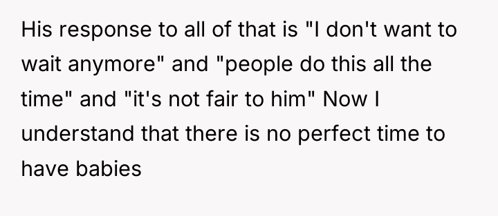 His response to all of that is "I don't want...