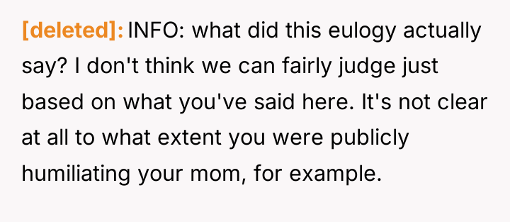 [deleted] INFO: what did this eulogy actually say? I don't...