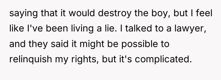 saying that it would destroy the boy, but I feel...