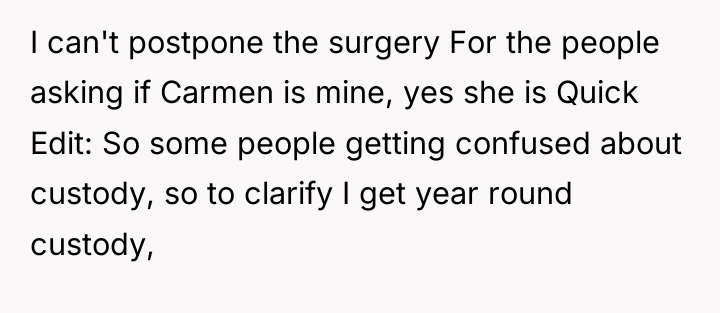I can't postpone the surgery For the people asking if...