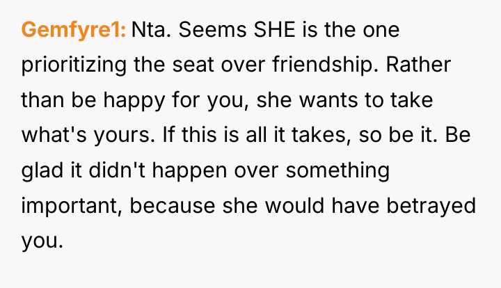 Gemfyre1 Nta. Seems SHE is the one prioritizing the seat...