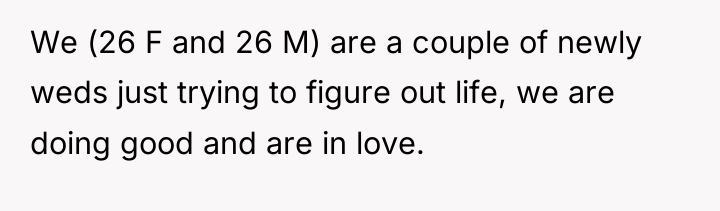 We (26 F and 26 M) are a couple of...