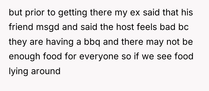but prior to getting there my ex said that his...