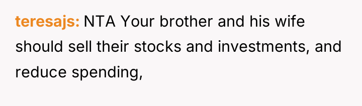 teresajs NTA Your brother and his wife should sell their...