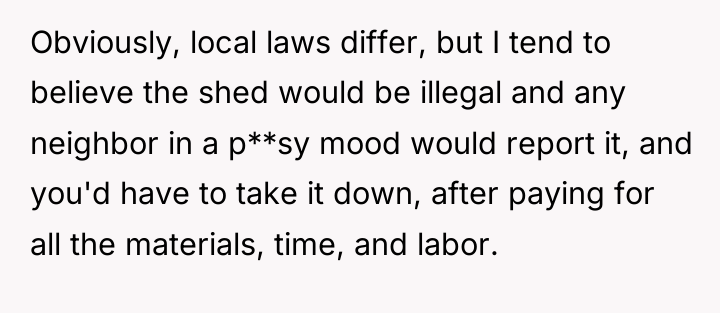 Obviously, local laws differ, but I tend to believe the...