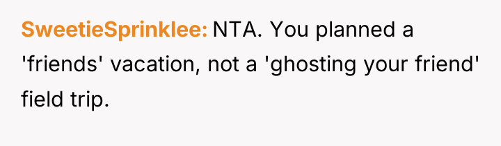 SweetieSprinklee NTA. You planned a 'friends' vacation, not a 'ghosting...