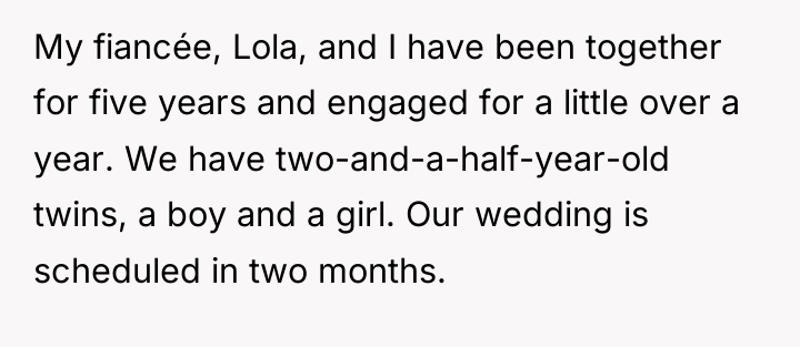 My fiancée, Lola, and I have been together for five...