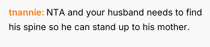 tnannie NTA and your husband needs to find his spine...