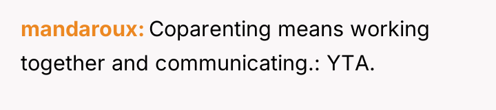 mandaroux Coparenting means working together and communicating.: YTA.