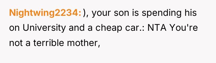 Nightwing2234 ), your son is spending his on University and...