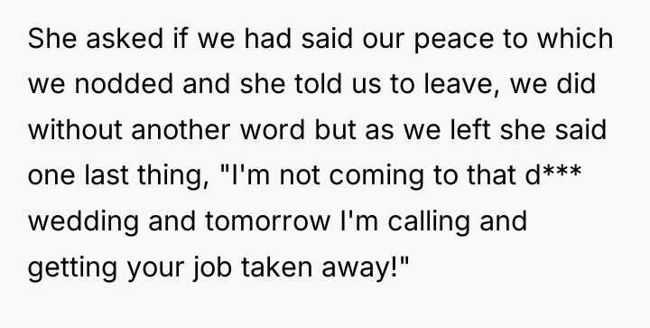 She asked if we had said our peace to which...