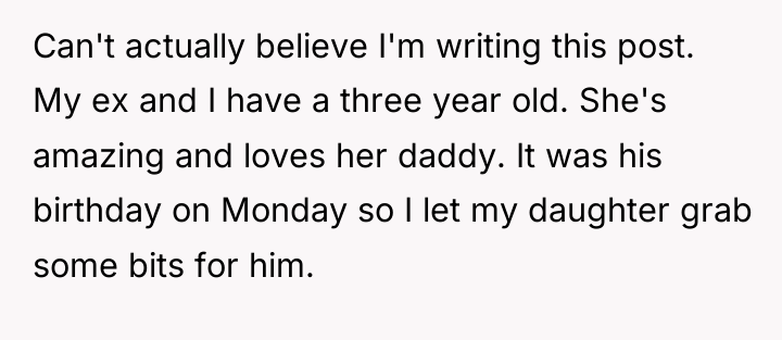 Can't actually believe I'm writing this post. My ex and...