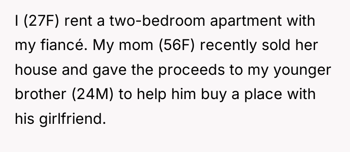 I (27F) rent a two-bedroom apartment with my fiancé. My...