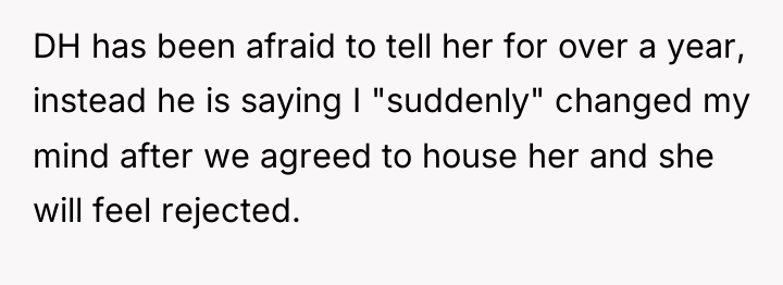 DH has been afraid to tell her for over a...