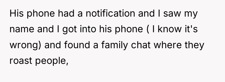 His phone had a notification and I saw my name...