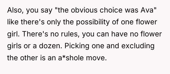 Also, you say "the obvious choice was Ava" like there's...