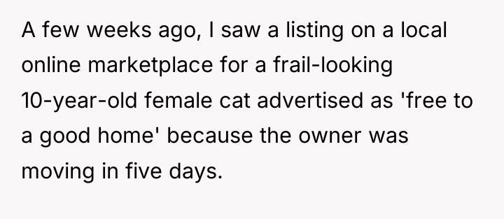 A few weeks ago, I saw a listing on a...