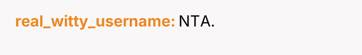 real_witty_username NTA.