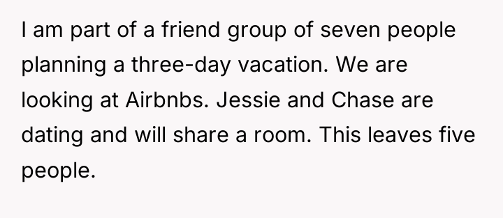 I am part of a friend group of seven people...