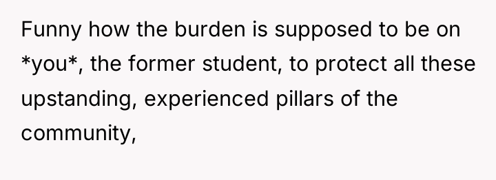 Funny how the burden is supposed to be on *you*,...