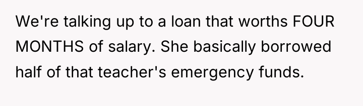 We're talking up to a loan that worths FOUR MONTHS...