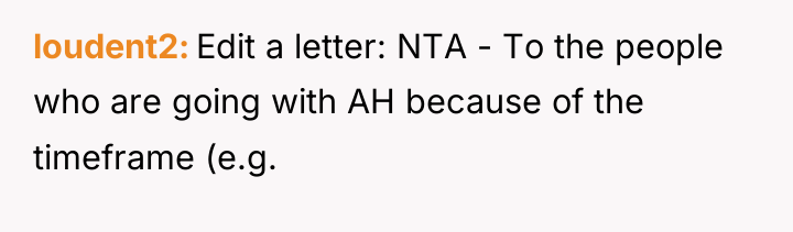 loudent2 Edit a letter: NTA - To the people who...
