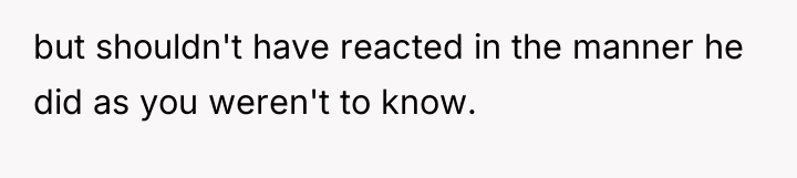 but shouldn't have reacted in the manner he did as...