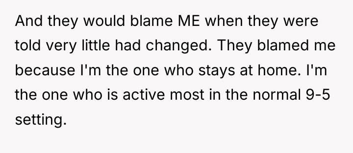 And they would blame ME when they were told very...