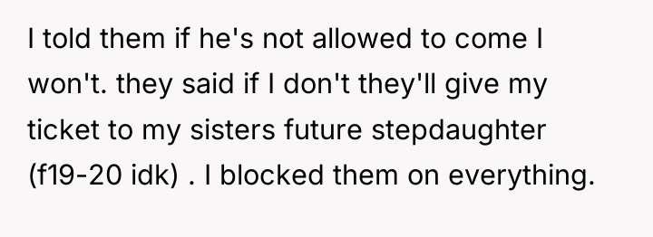 I told them if he's not allowed to come I...