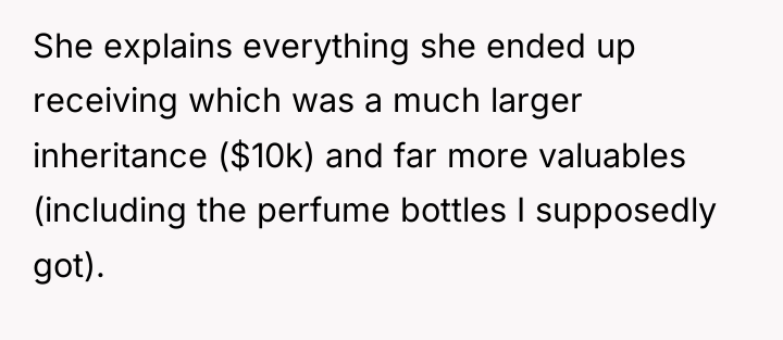 She explains everything she ended up receiving which was a...
