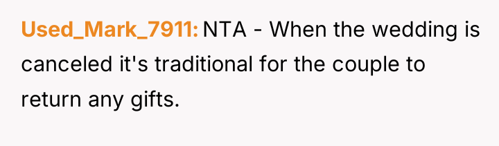 Used_Mark_7911 NTA - When the wedding is canceled it's traditional...