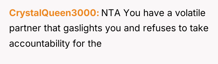 CrystalQueen3000 NTA You have a volatile partner that gaslights you...
