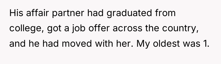 His affair partner had graduated from college, got a job...