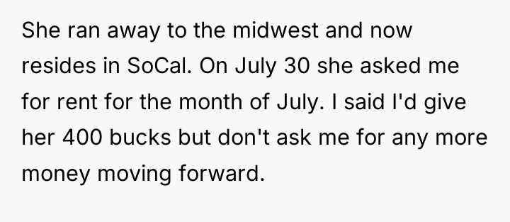 She ran away to the midwest and now resides in...
