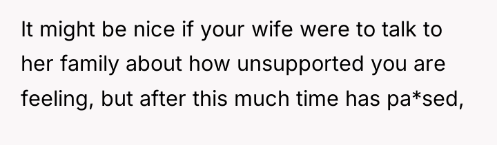 It might be nice if your wife were to talk...