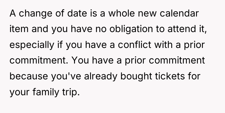 A change of date is a whole new calendar item...