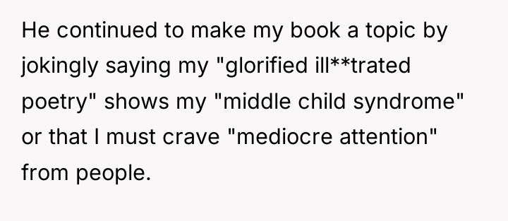 He continued to make my book a topic by jokingly...