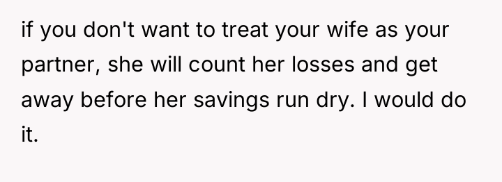 if you don't want to treat your wife as your...