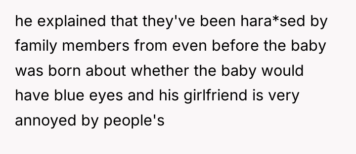 he explained that they've been hara*sed by family members from...