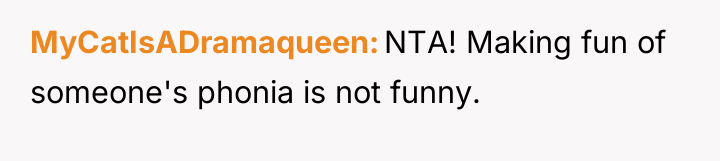 MyCatIsADramaqueen NTA! Making fun of someone's phonia is not funny.