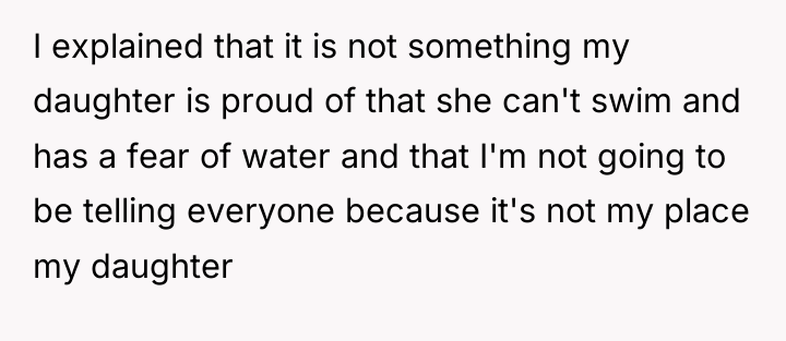 I explained that it is not something my daughter is...