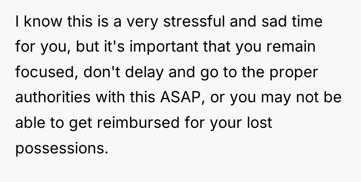 I know this is a very stressful and sad time...