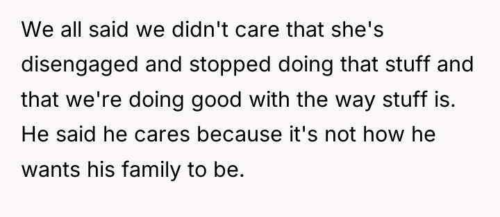 We all said we didn't care that she's disengaged and...