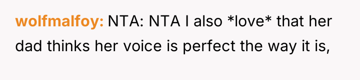wolfmalfoy NTA: NTA I also *love* that her dad thinks...